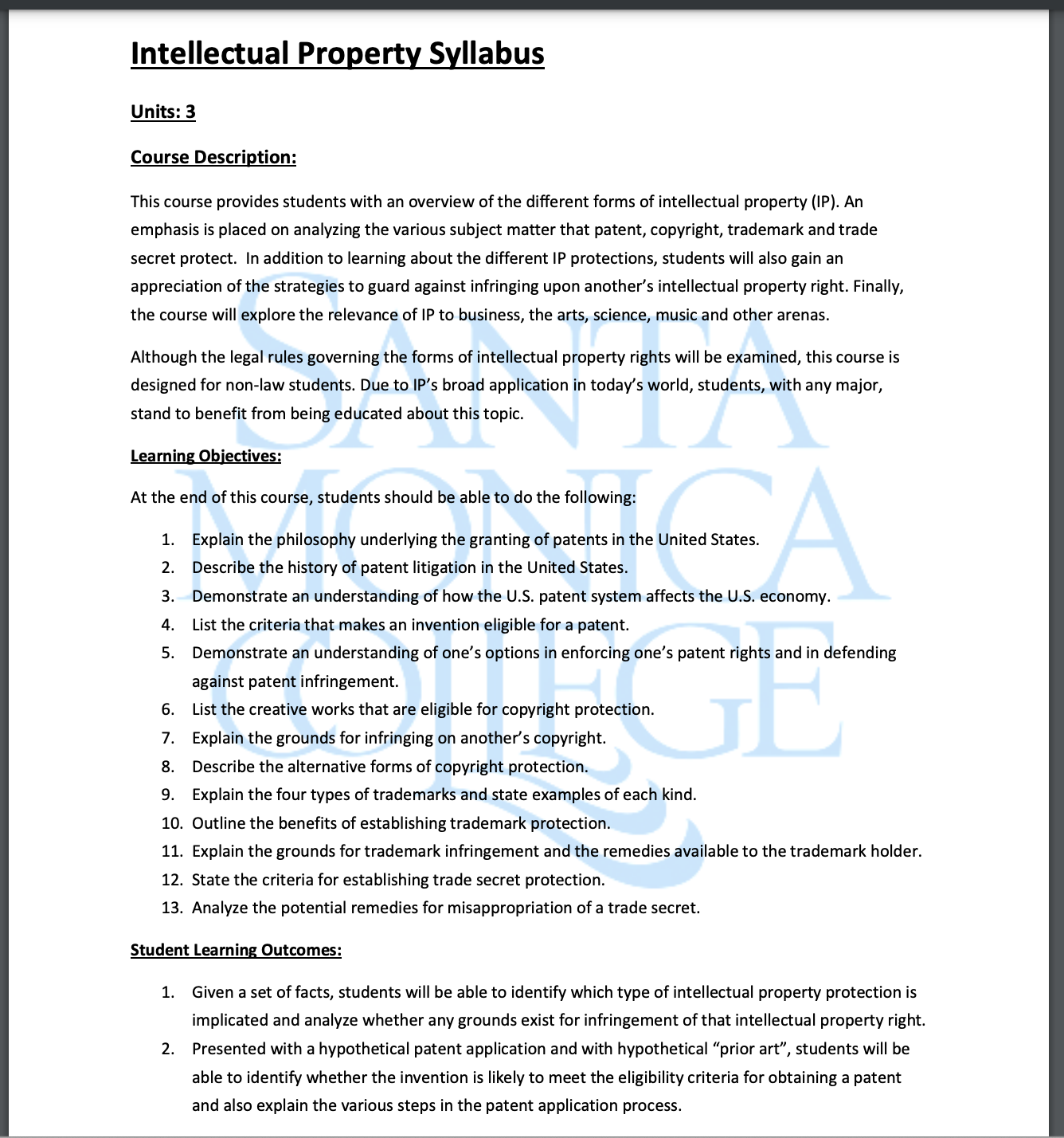 intellectual property course outline