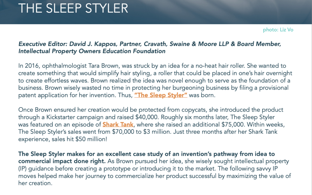 Public Disclosure & Patents: The Sleep Styler Business Case