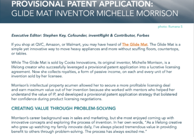 How to License a Provisional Patent: The Michelle Morrison Glide Mat Business Case